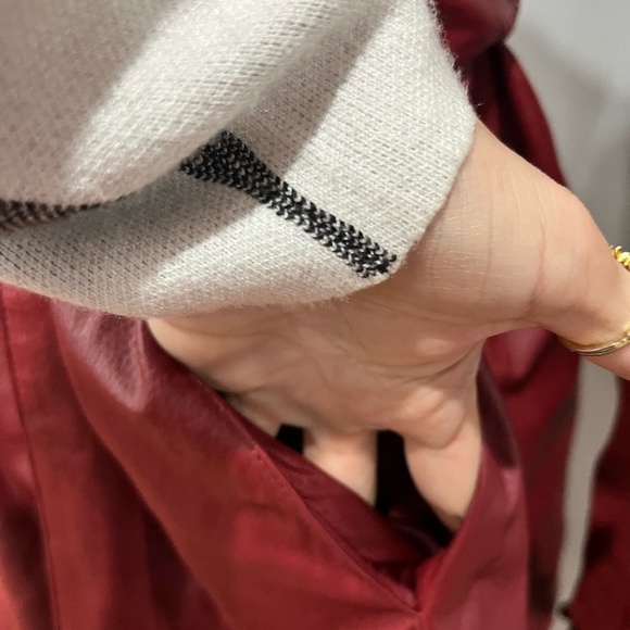 NWOT IMAN Red Leather Asymmetrical Gold Zip Belted Jacket - Picture 10 of 11